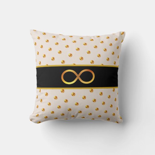 Elegant Golden Black and Beige Throw Pillow