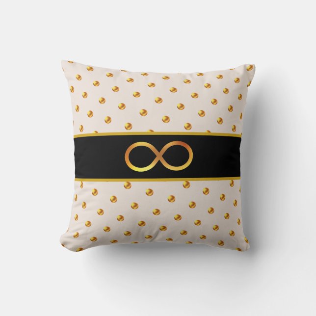 Elegant Golden Black and Beige Throw Pillow (Front)