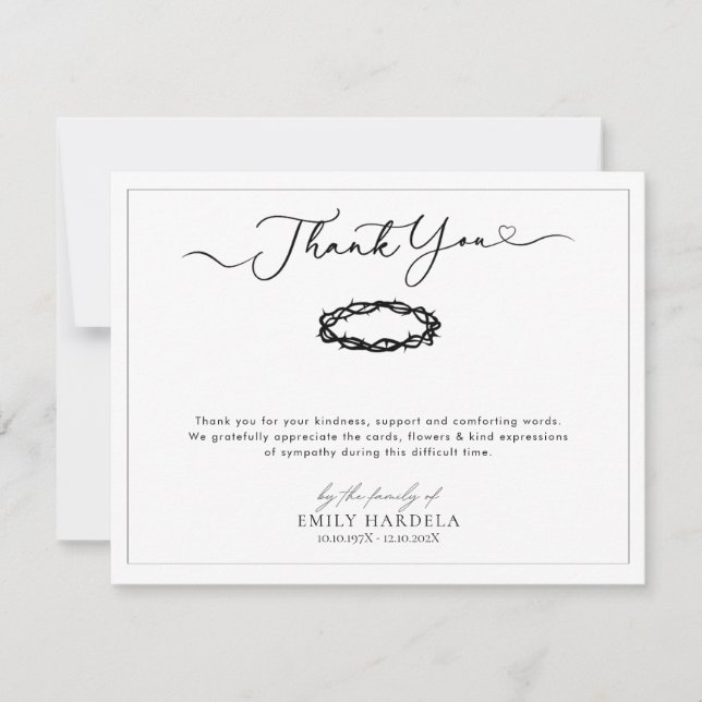 Elegant Golden Blue Funeral Thank You Card (Front)