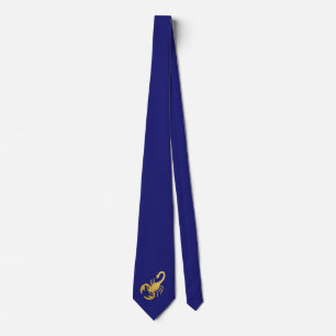 Elegant Golden - Blue Scorpio Zodiac Neck Tie