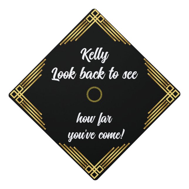 Elegant Golden Border Cap Topper -  Graduation (Front)