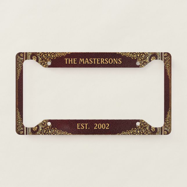 Elegant golden-brown (customizable)  license plate frame (Front)