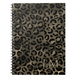 Elegant Golden Brown Leopard Monogram Notebook