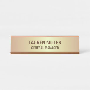 Elegant Golden Brown Name Plate