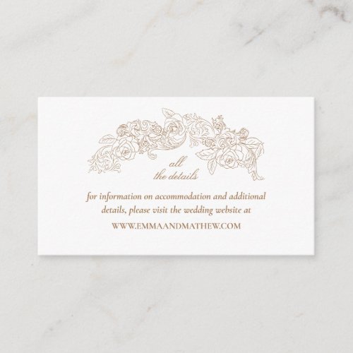 Elegant Golden Brown Wedding Website Enclosure Card