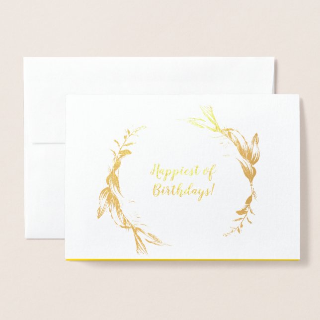 Elegant Golden Brush Script Birthday Wishes Card (Front With Envelope)