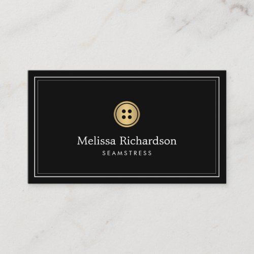 Elegant Golden Button Logo Seamstress Tailor I Business Card