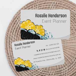 Elegant Golden Camellias Personalized Business Card
