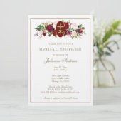 Elegant Golden Catholic Bridal Shower Roses  Invitation (Standing Front)