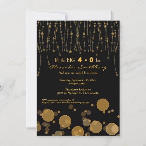 Elegant Golden Chains Birthday Party Invite