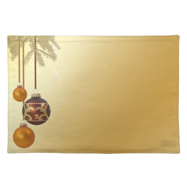 Elegant Golden Christmas Cloth Placemat (Front)