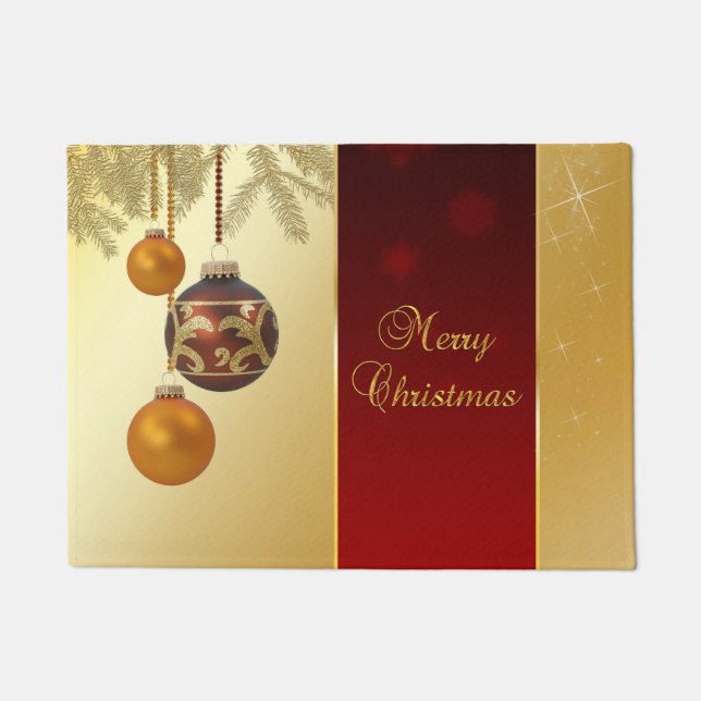 Elegant Golden Christmas Doormat (Front)