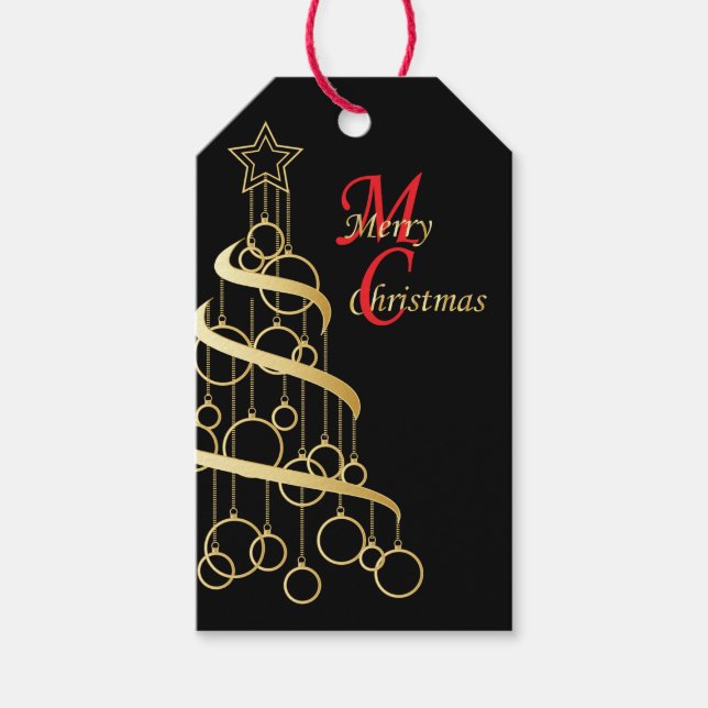 Elegant Golden Christmas Gift Tags (Front)