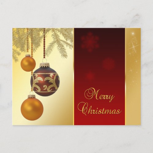 Elegant Golden Christmas Holiday Postcard