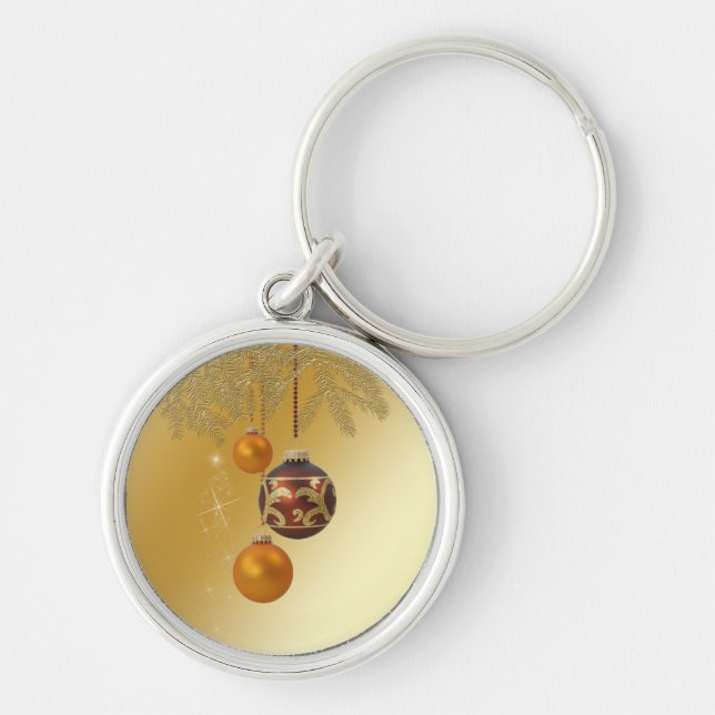 Elegant Golden Christmas Keychain (Front)