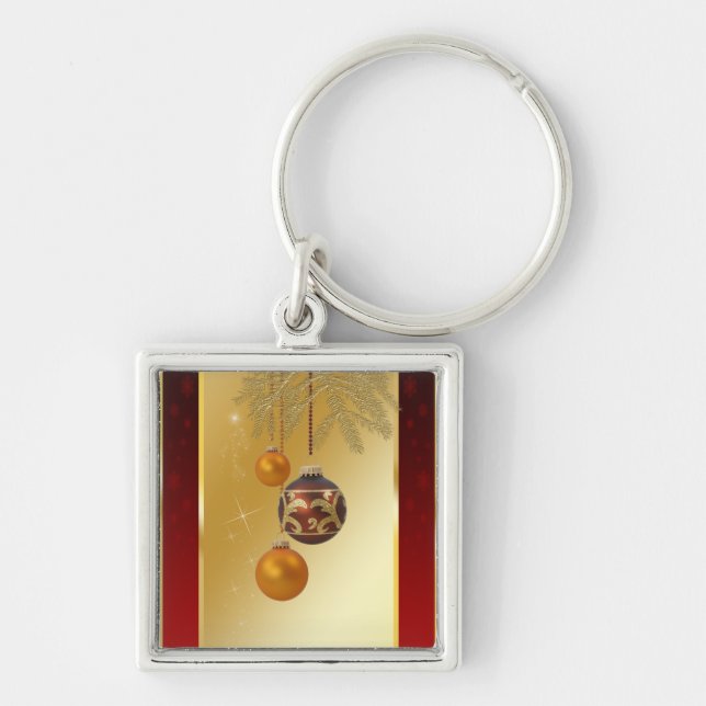 Elegant Golden Christmas Keychain (Front)