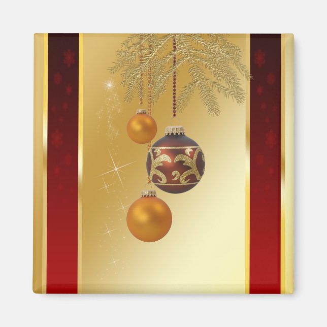 Elegant Golden Christmas Magnet (Front)