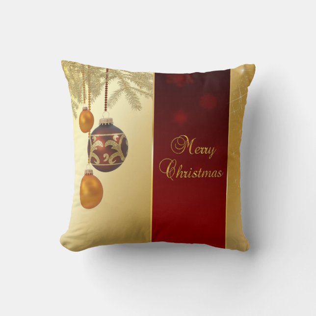 Elegant Golden Christmas Throw Pillow (Front)