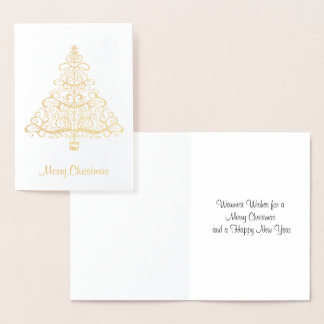 Elegant Golden Christmas Tree Greeting Card