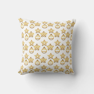 Elegant Golden Christmas Vectors on White Throw Pillow