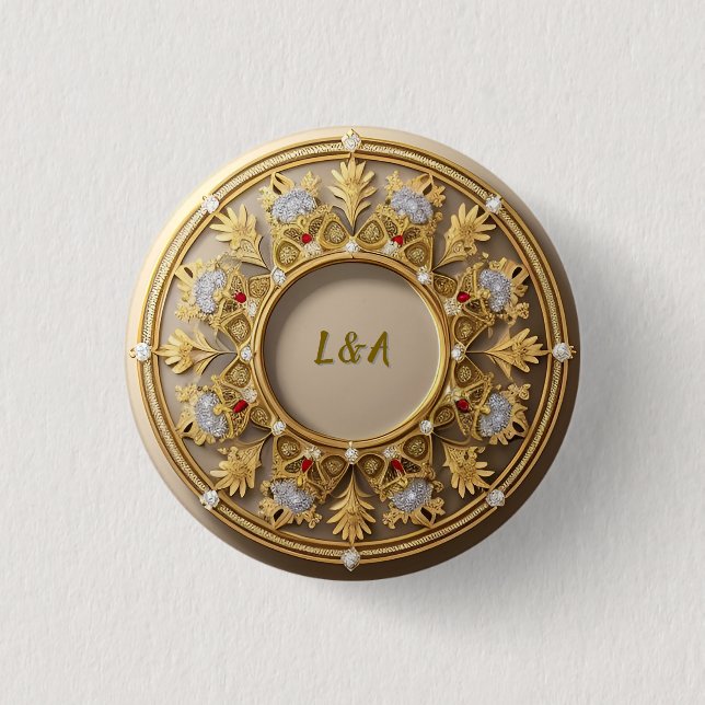 Elegant Golden Circular Frame Button (Front)