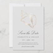 Elegant Golden Conch Shell Wedding Save The Date (Front)