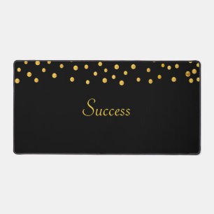 Elegant Golden Confetti on Black  Desk Mat