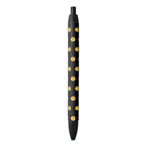 Elegant Golden Confetti Pattern on Black Black Ink Pen