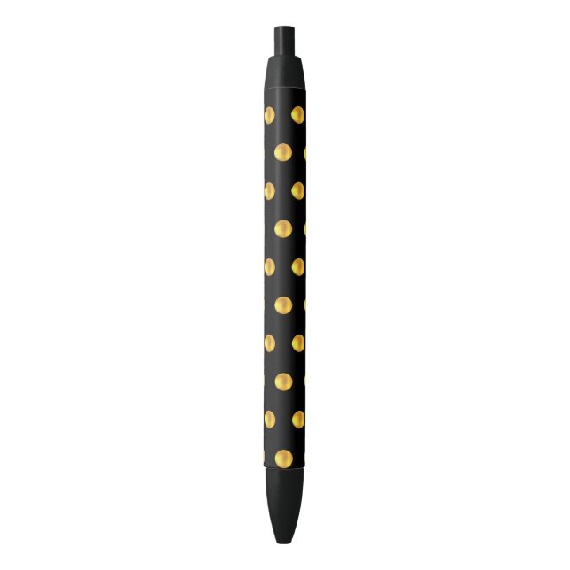 Elegant Golden Confetti Pattern on Black Pen (Front Vertical)