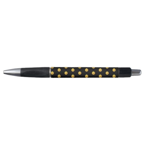 Elegant Golden Confetti Pattern on Black Pen