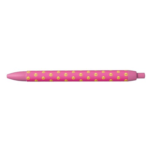 Elegant Golden Confetti Pattern on Pink Black Ink Pen