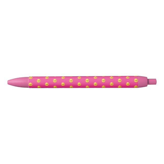 Elegant Golden Confetti Pattern on Pink Pen (Front)