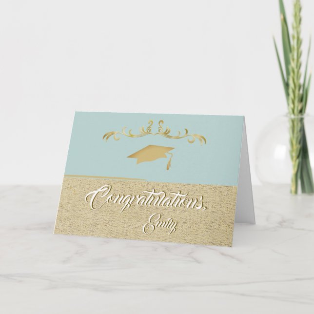 Elegant Golden Congratulations Graduate Graduation Card (Front)