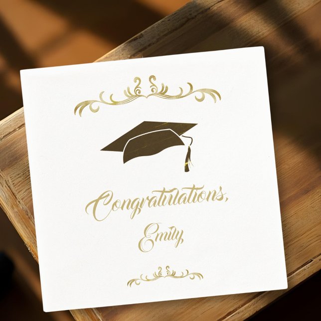 Elegant Golden Congratulations Graduate Graduation Napkins (Creator Uploaded)