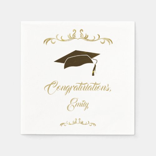 Elegant Golden Congratulations Graduate Graduation Napkins
