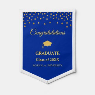 Elegant Golden Congratulations Graduate on Blue