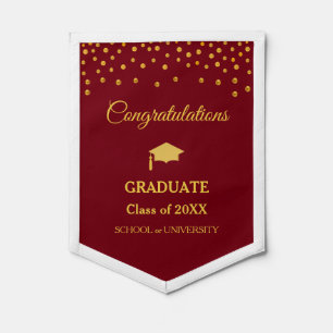 Elegant Golden Congratulations Graduate on Maroon Pennant