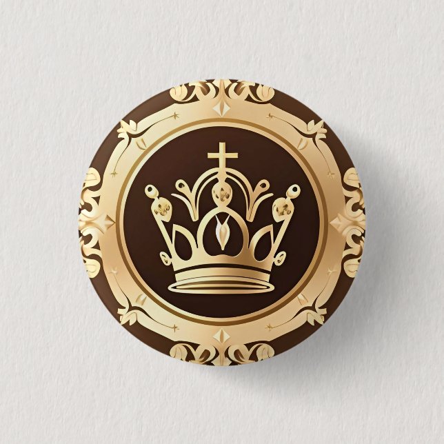 Elegant Golden Crown Button (Front)