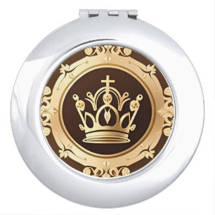 Elegant Golden Crown Compact Mirror
