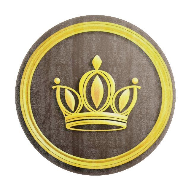 Elegant Golden Crown Cutting Board (Front)