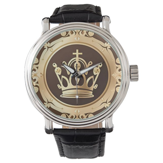 Elegant Golden Crown Watch (Front)