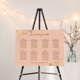 Elegant Golden Curls 8 Table Peach Seating Chart Foam Board