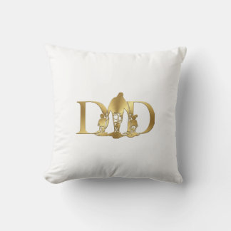 Elegant Golden DAD Typography with Kids Cus Pillow