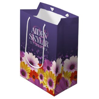 Elegant Golden Daisies with Purple Glitter Wedding