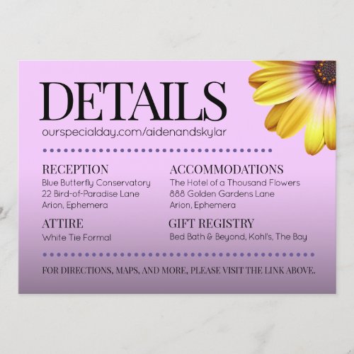 Elegant Golden Daisies with Purple Glitter Wedding Program