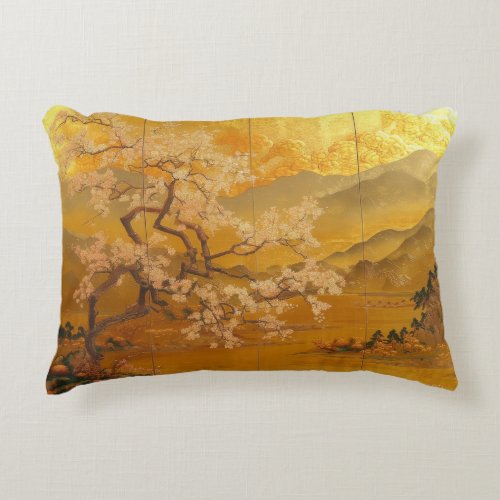 Elegant Golden Dawn Ancient Asia Inspired  Accent Pillow