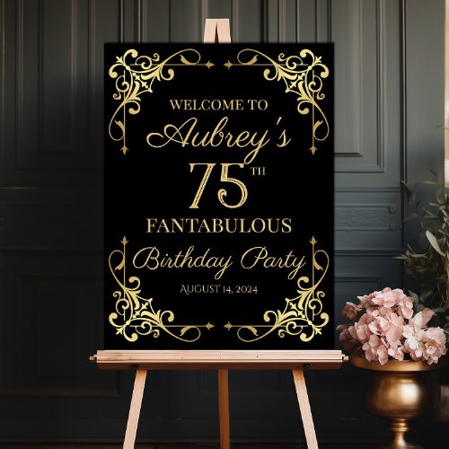 Elegant golden design birthday party welcome sign
