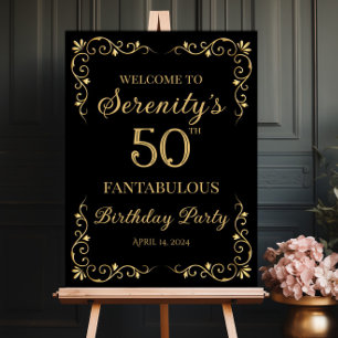 Elegant golden design birthday party welcome sign