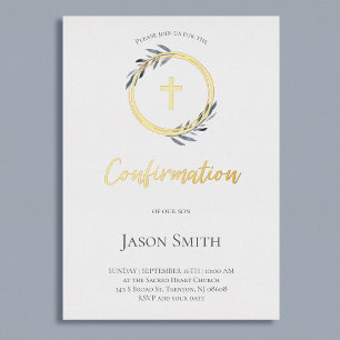 elegant golden details Confirmation Foil Invitation
