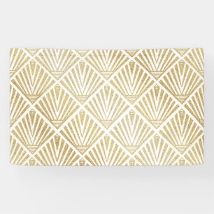 Elegant golden diamond palm art deco design banner
